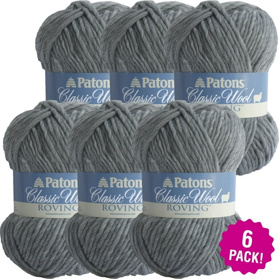 Multipack of 6 - Patons Classic Wool Roving Yarn-Grey