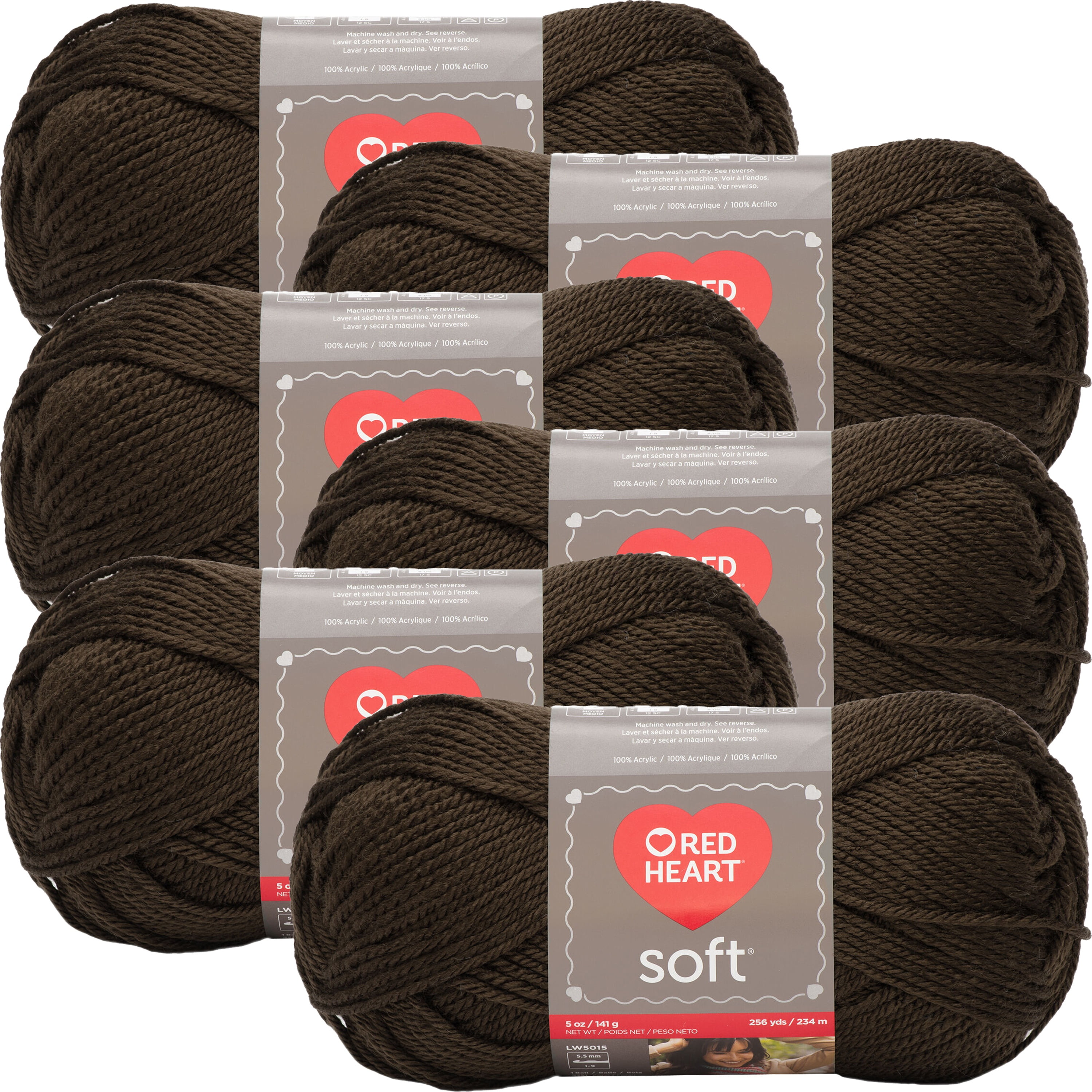 Multipack of 6 - Red Heart Soft Yarn-Chocolate