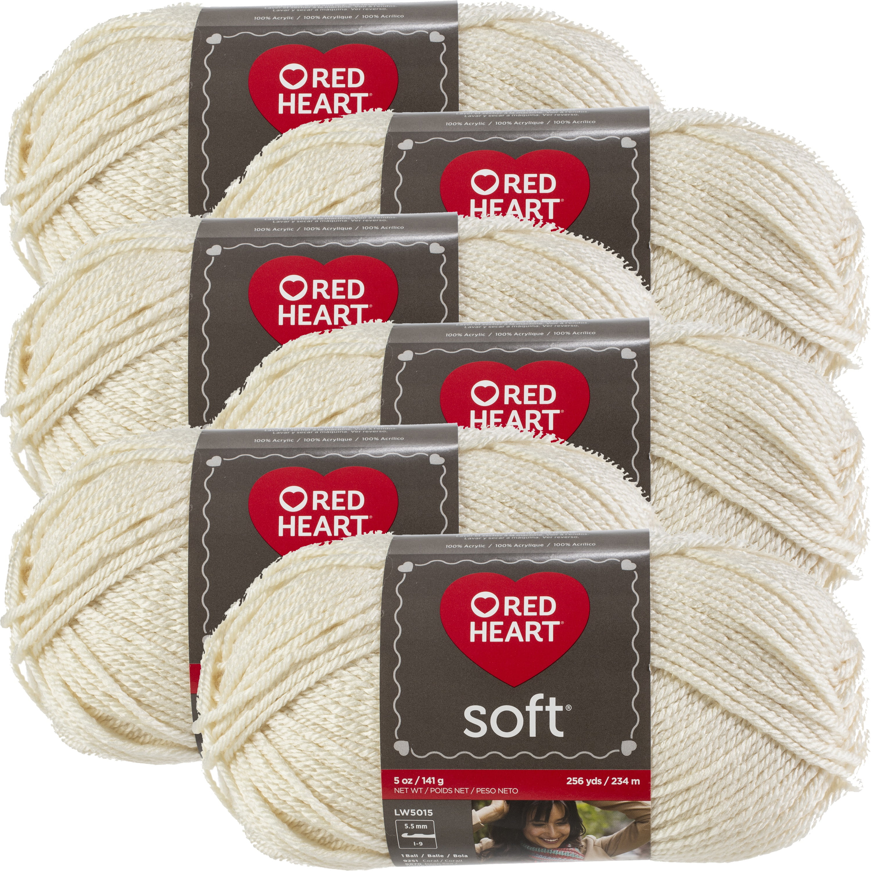 Multipack of 6 - Red Heart Soft Yarn-Off White