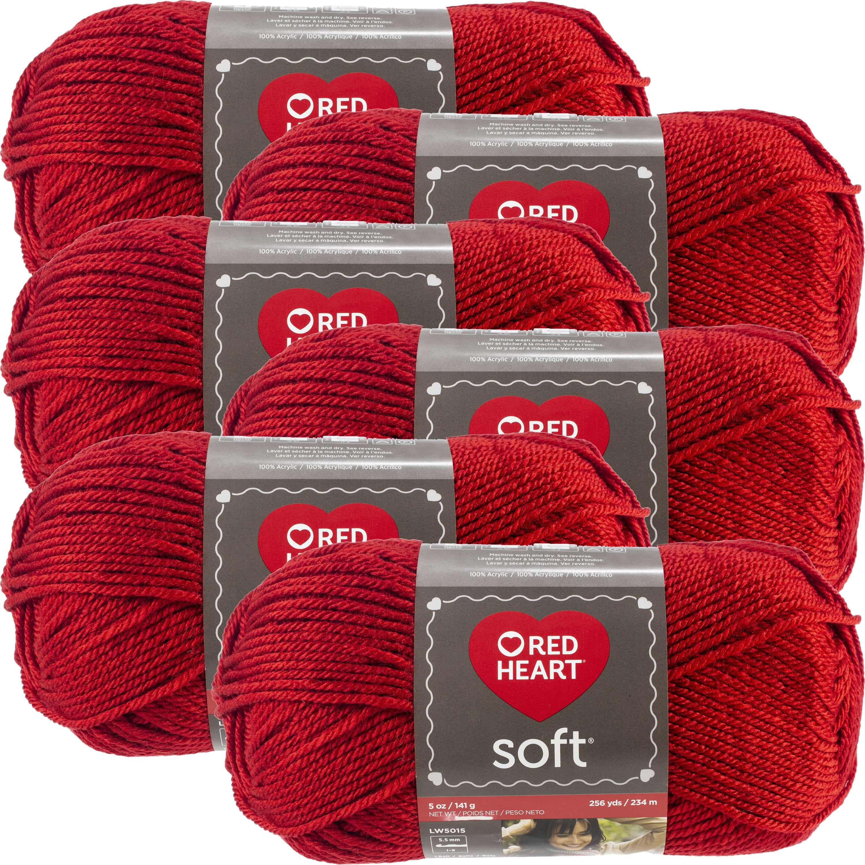 Multipack of 6 - Red Heart Soft Yarn-Really Red