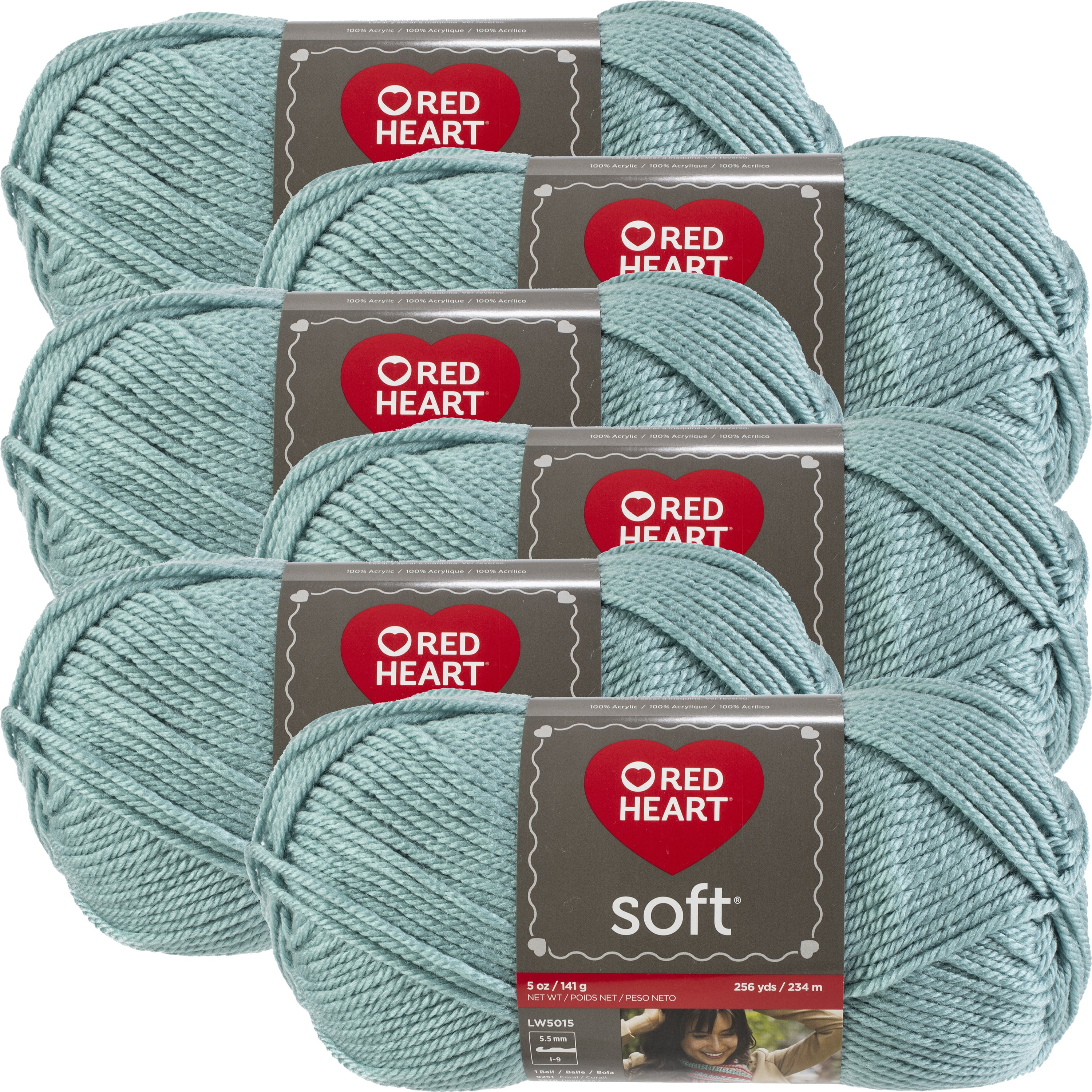 Multipack of 6 - Red Heart Soft Yarn-Seafoam