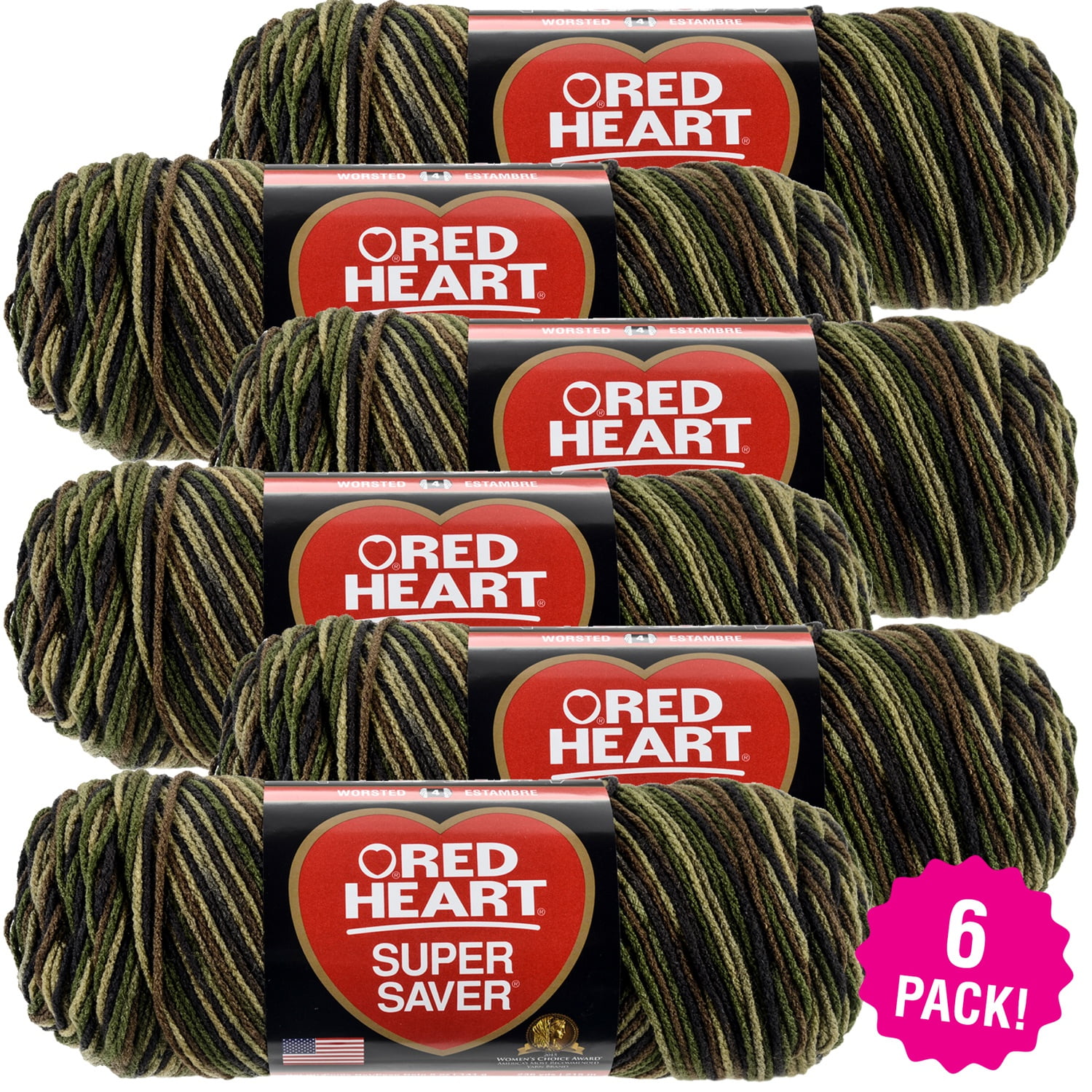 Multipack of 6 - Red Heart Super Saver Yarn-Camouflage