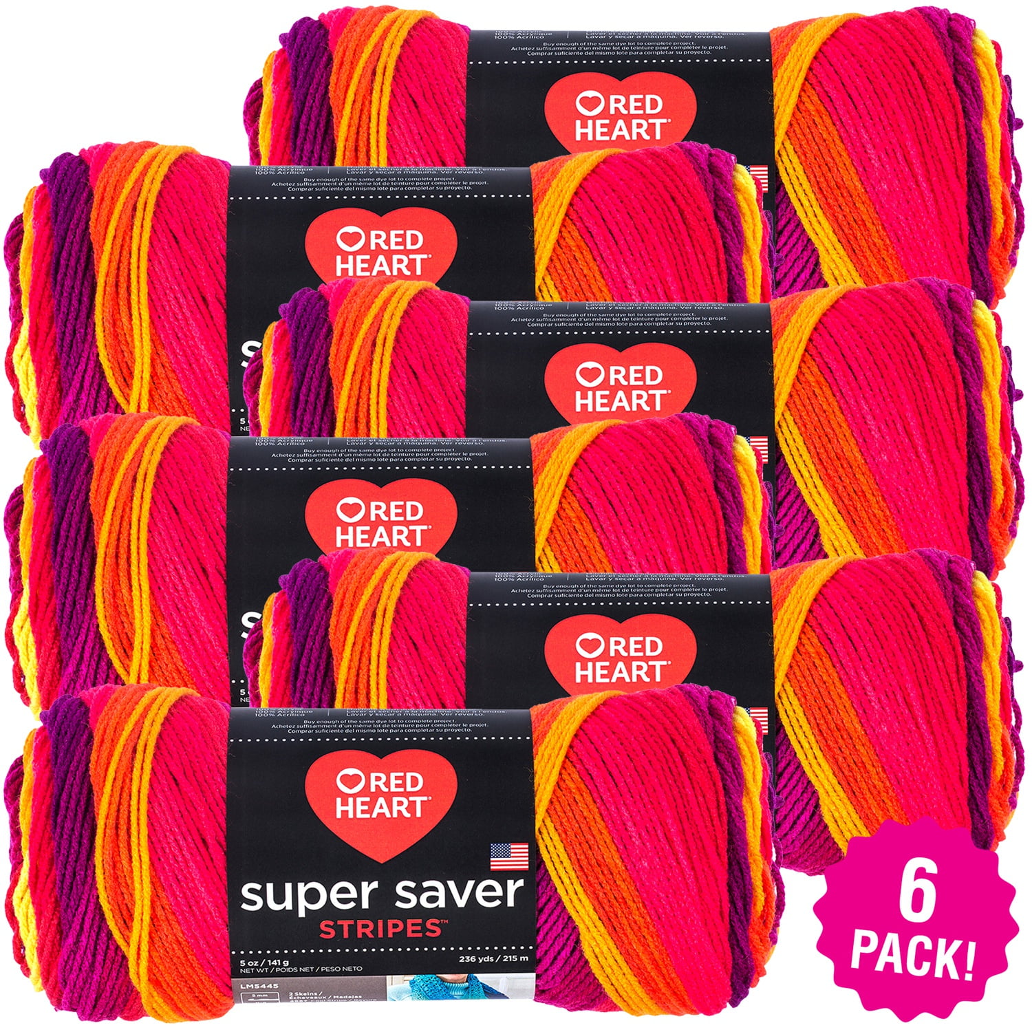 Multipack of 6 - Red Heart Super Saver Yarn-Fruity Stripe