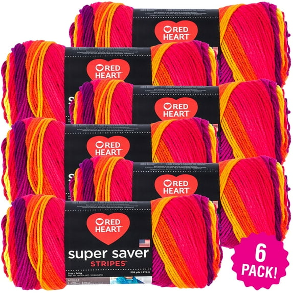 Multipack of 6 - Red Heart Super Saver Yarn-Fruity Stripe