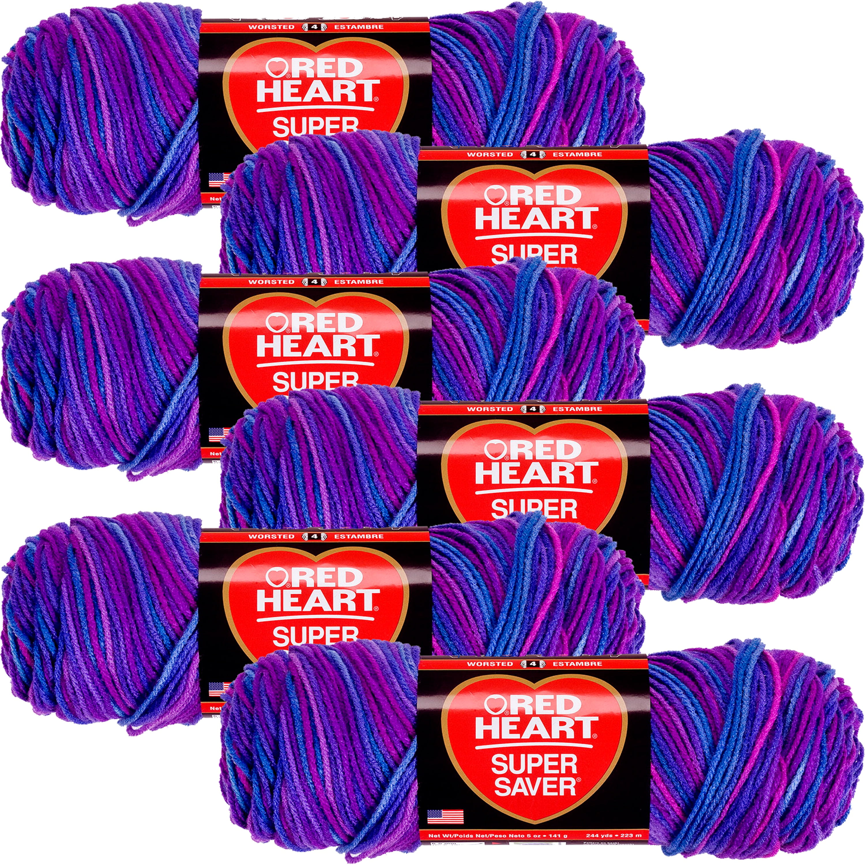 Multipack of 6 - Red Heart Super Saver Yarn-Grape Fizz