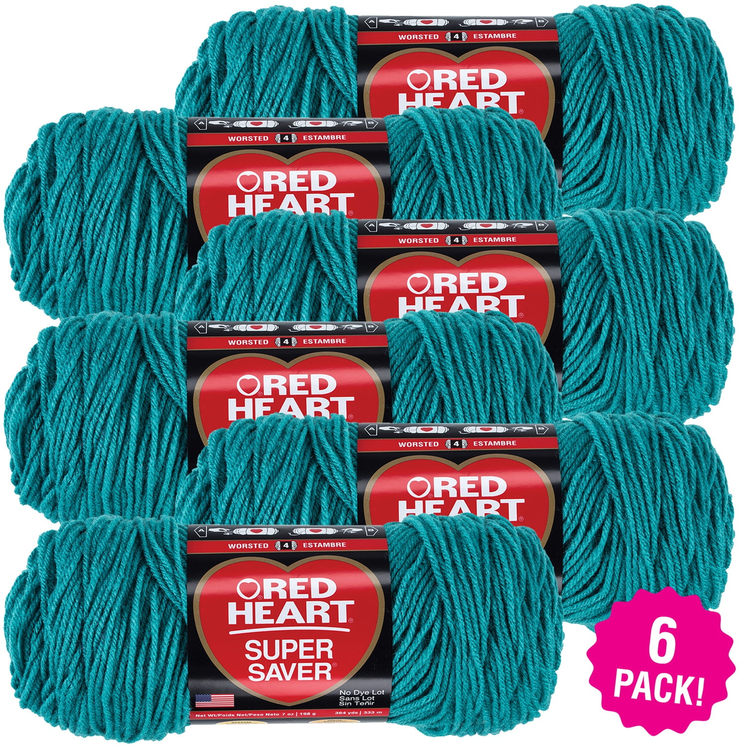 Multipack of 6 - Red Heart Super Saver Yarn-Jade