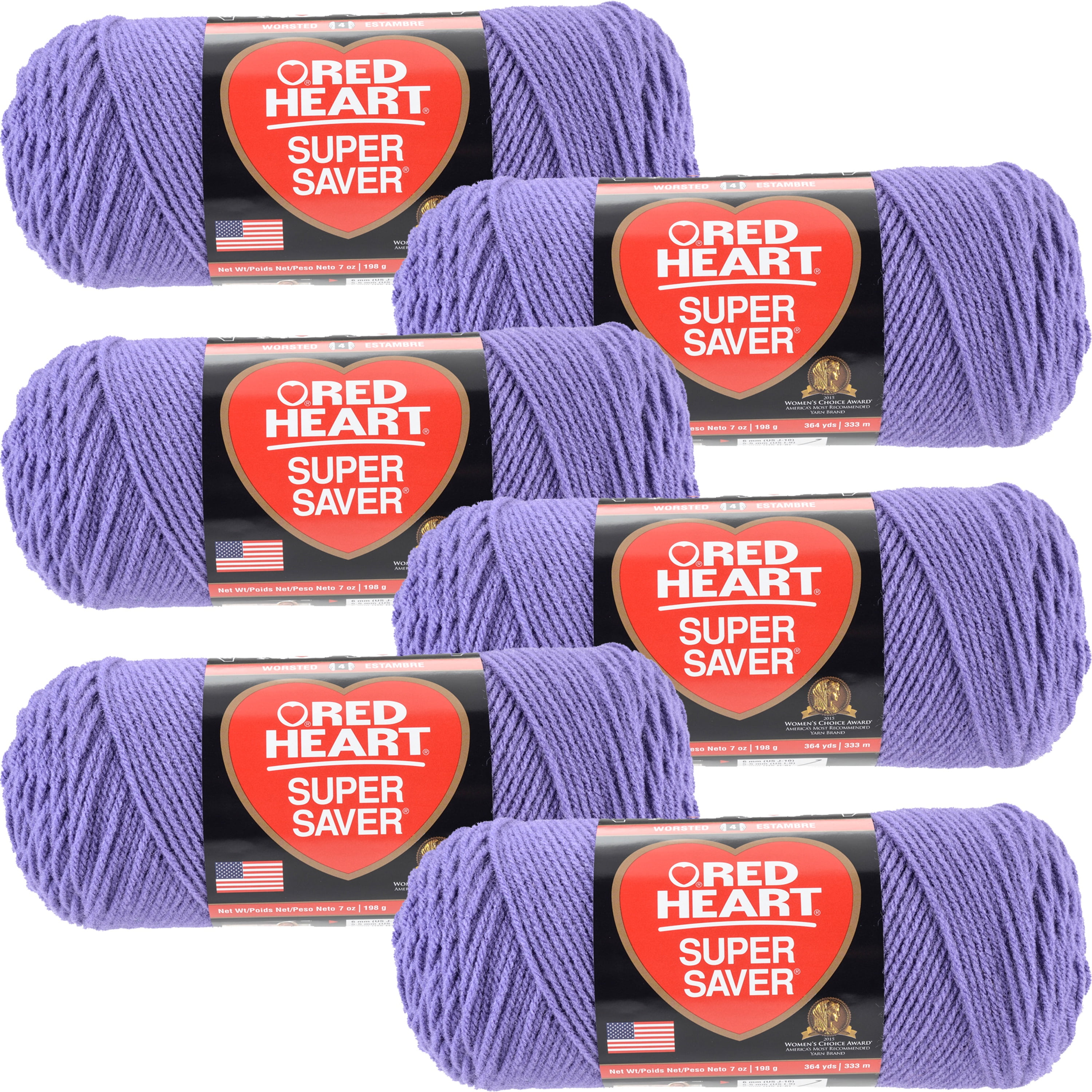 Multipack of 6 - Red Heart Super Saver Yarn-Lavender