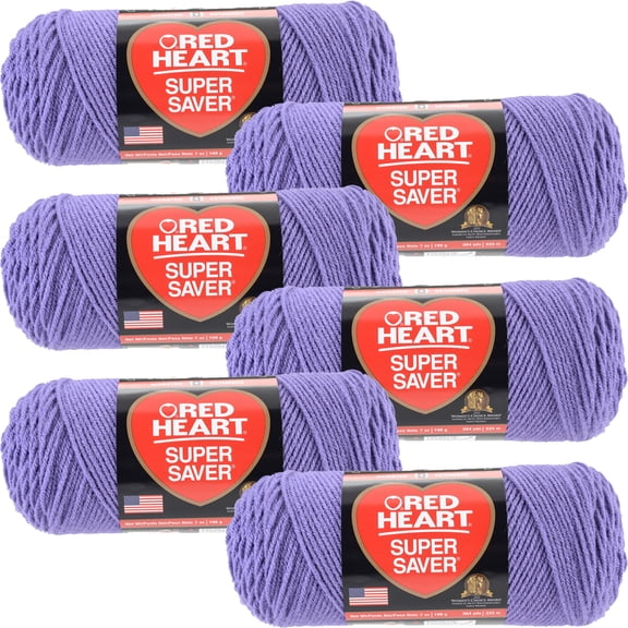 Multipack of 6 - Red Heart Super Saver Yarn-Lavender