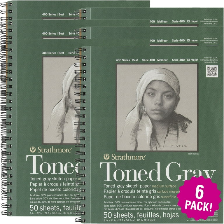 Gray Toned Sketchbook, 9 x 12, 50 Sheets - Pack of 2