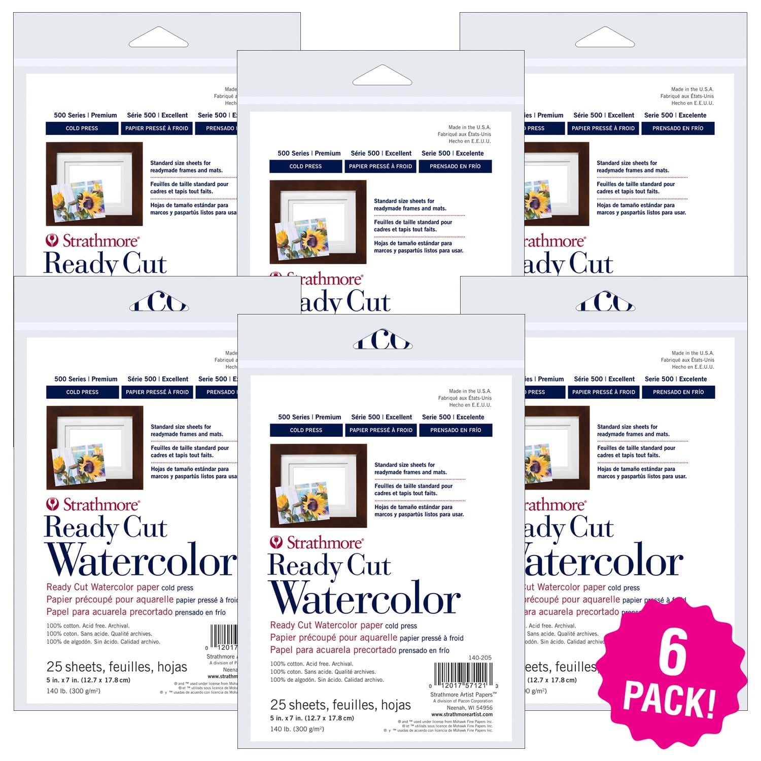 Multipack of 6 - Strathmore Watercolor Paper Pack 5"X7"-25 Sheets