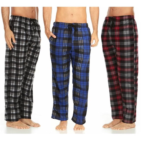 Multipack of Mens Microfleece Pajama Pants & Lounge Wear with Pockets, Assorted Color - Medium - Pack of 3
