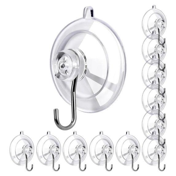Multipacks 12 Clear PVC Suction Hooks With Metal Hooks Easy Install Removable Hangers For Tile Mirrors RVs Hotels