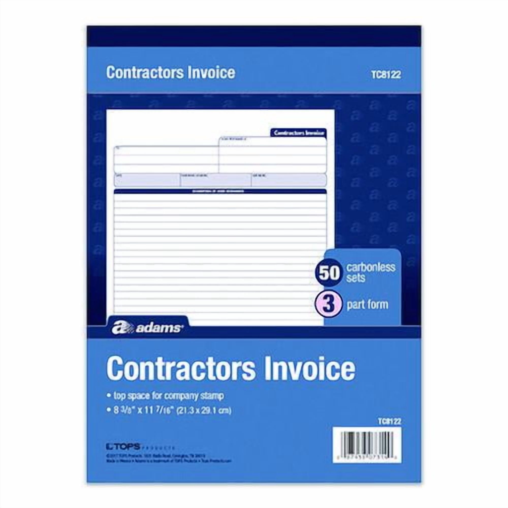 Multipart Contractors Invoice Pad, Three-Part Carbonless, 8.34 x 10.84 ...
