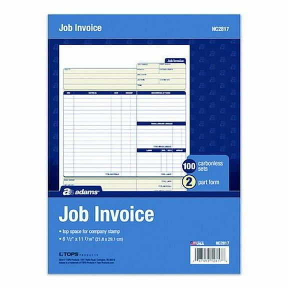 Multipart Job Invoice Forms, Two-Part Carbonless, 8.5 x 10.94, 100 Forms Total | Bundle of 2