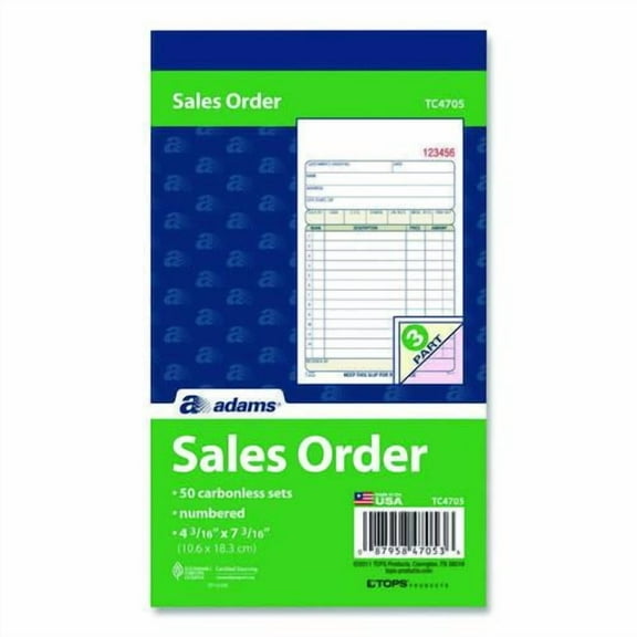 Multipart Sales Order Pad, Three-Part Carbonless, 4.19 x 6.69, 50 Forms/Pad, 10 Pads/Carton | Bundle of 2