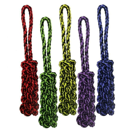Multipet 784369295160 16 in. Nuts for Knots Rope Tug with Braided Stick Toys, Assorted