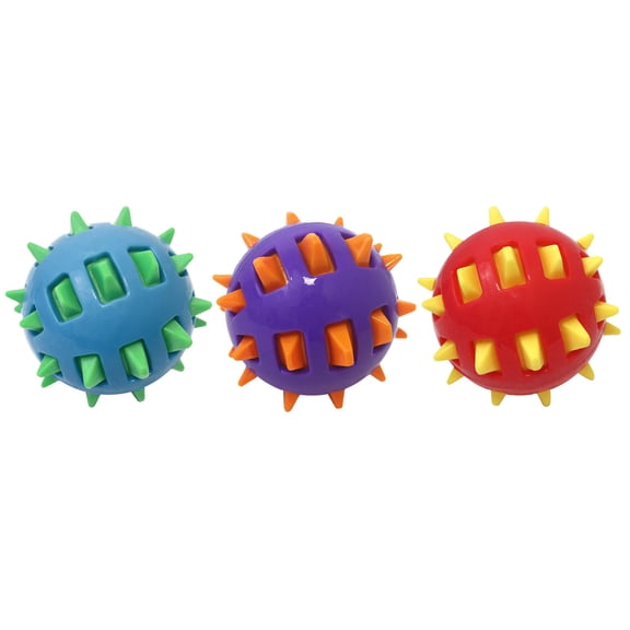 Multipet 8064113 Spike Balls Rubber Dog Toy, Assorted Color