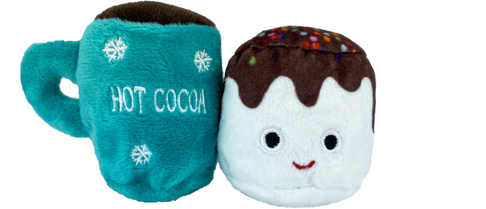 Multipet Cat Toy Catnip Hot Cocoa Mug & Marshmallow 3 inch Toys Winter BLUE Cup