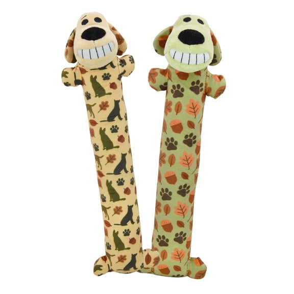 Multipet Fall Pattern 12 Smiling Dog 2pc Dog Toy Value Pack
