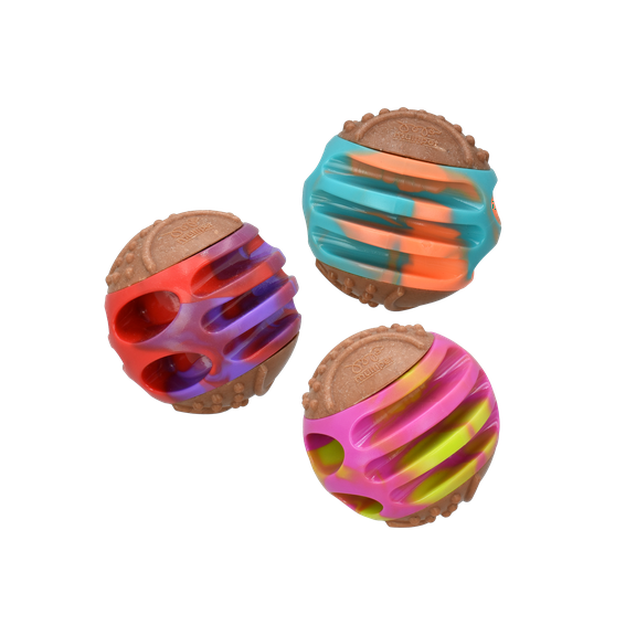 Multipet Giggle Chew Ball Dog Toy, 3", Assorted Colors