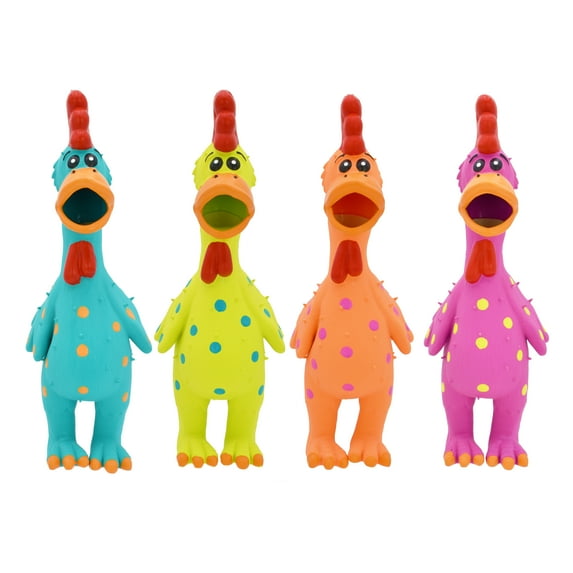Multipet Latex Rooster Dog Toy, Assorted Colors, Size: 11.5"