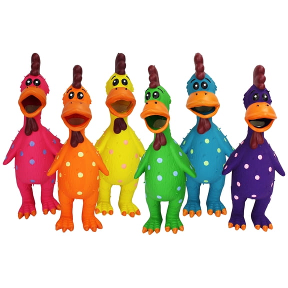 Multipet Latex Rooster Dog Toy, Assorted Colors, Size: 11.5"
