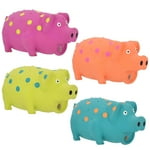 Multipet Polka Dot Goblet Pig Latex Dog Toy - Squeaky Toy for All Dogs - Easy-to-Clean Squeaky Toys - Latex Dog Toys for Playing (1 Count, 9", Random Color Surprise)