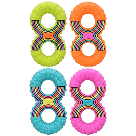 Multipet Grooverz Colorful TPR Figure 8 Dog Toy, Assorted Colors