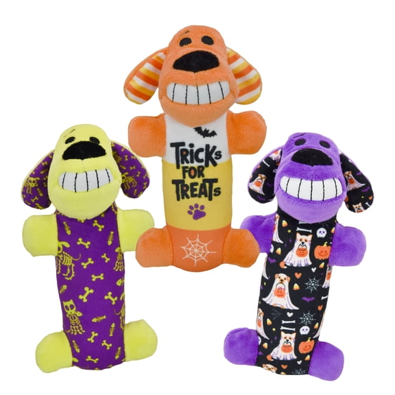 Multipet Halloween 6” Smiling Dog 3pc Dog Toy Value Pack