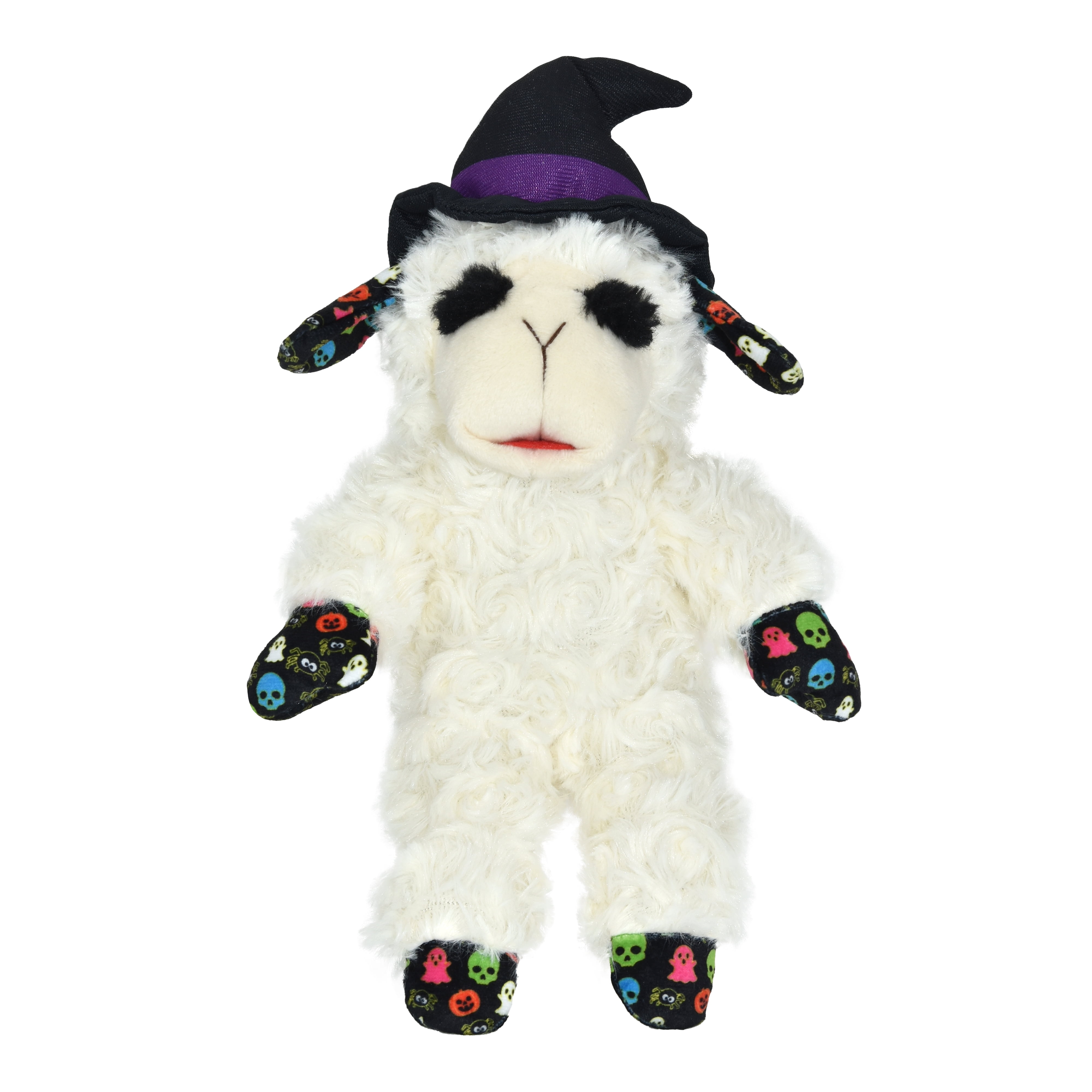 Multipet Plush Lamb Chop Halloween Dog Toy, Witch, Black Hat