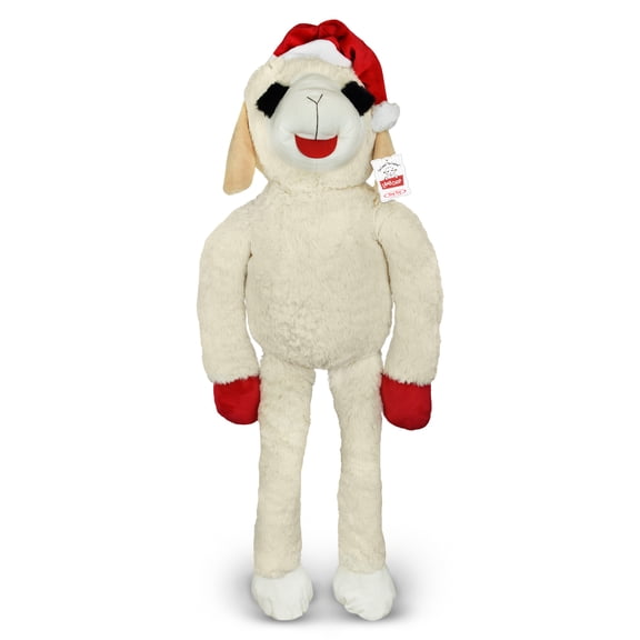 Open Box Multipet Holiday Super-Sized Plush Lamb Chop with Santa Hat, 3 Feet Tall, Limited Edition