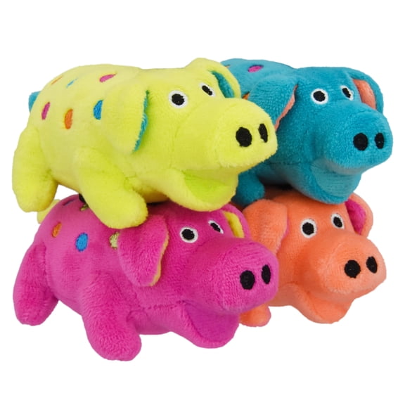 Multipet Minipet Plush Globlet Polka Dot Pig Dgg Toy with Squeaker, 4 inches, Assorted Colors