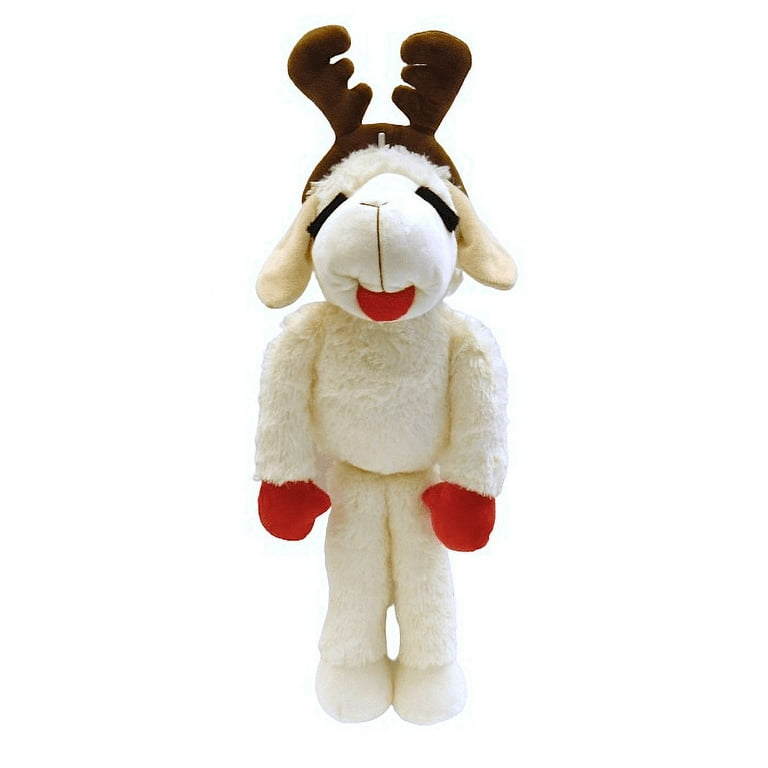 Multipet Jumbo Holiday Lamb Chop Reindeer, Plush Dog Toy White
