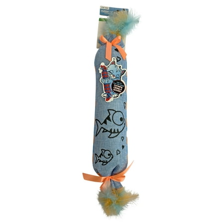 Multipet Katz Kuddlerz Crinkle Feather Cat Toy with Catnip, Blue