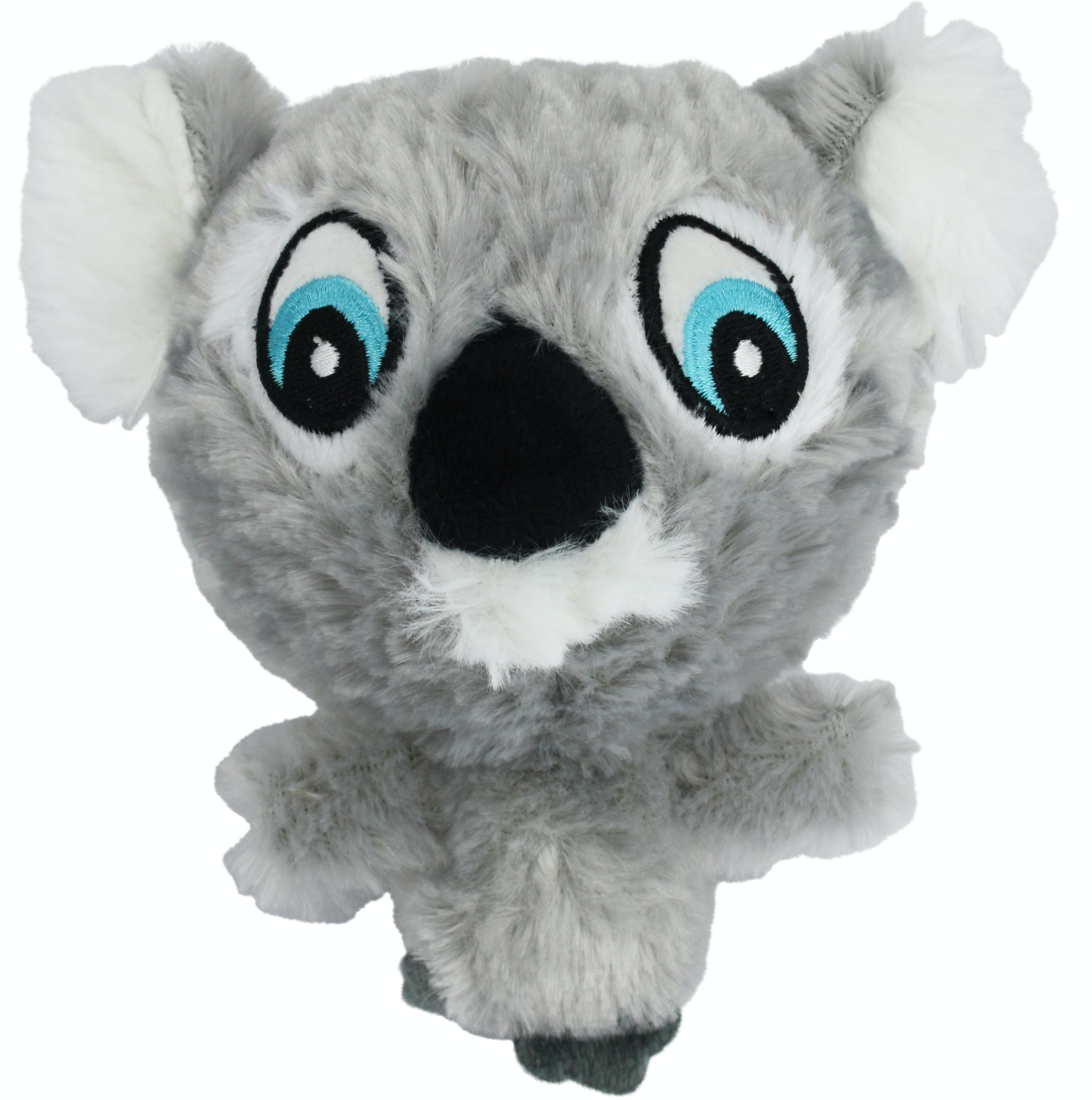 Multipet Knobby Noggins Plush Koala Dog Toy, Bumpy Rubber Ball Head with Squeaker, 4 inches