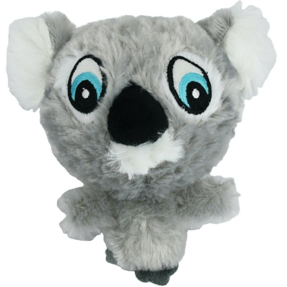 Multipet Knobby Noggins Plush Koala Dog Toy, Bumpy Rubber Ball Head with Squeaker, 4 inches