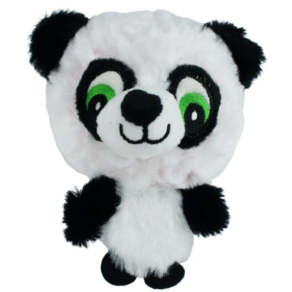 Multipet Knobby Noggins Plush Panda Dog Toy, Bumpy Rubber Ball Head with Squeaker, 4 inches