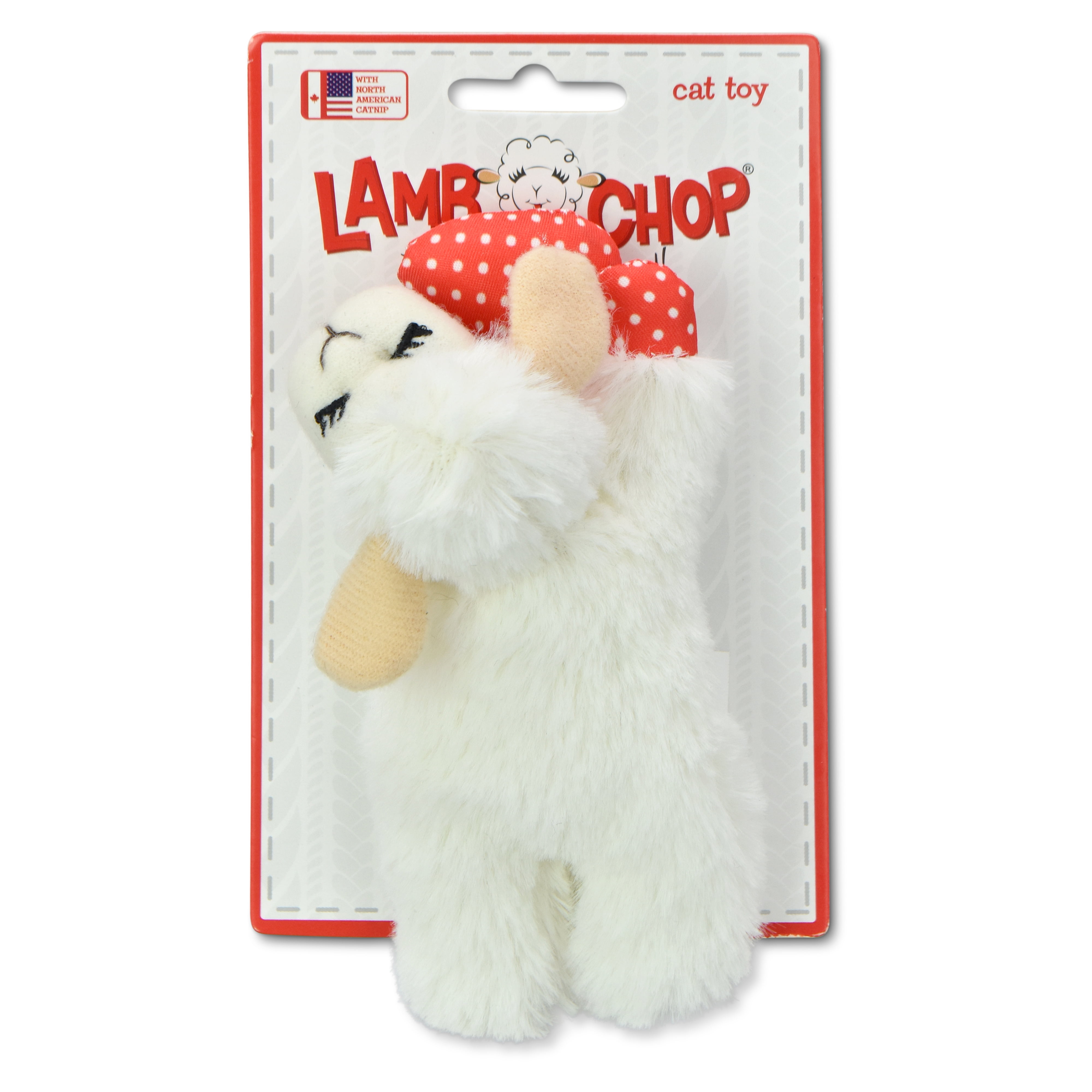Multipet Lamb Chop Cat Toy with Dangling Heart, Plush with Catnip and Crinkle