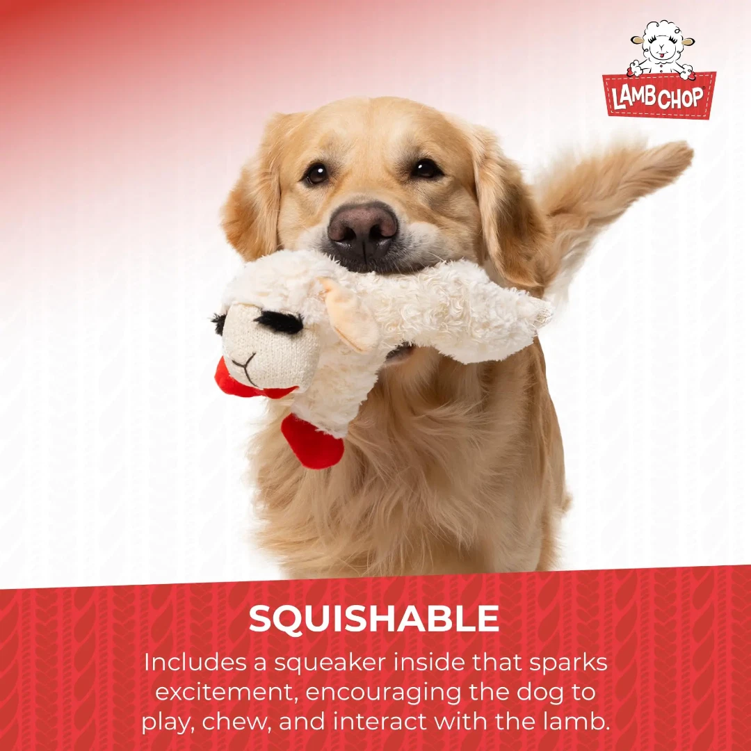 Multipet Lamb Chop For Dogs Toy - 6 Inch - 10 Inch Squeaks Soft Plush Toy