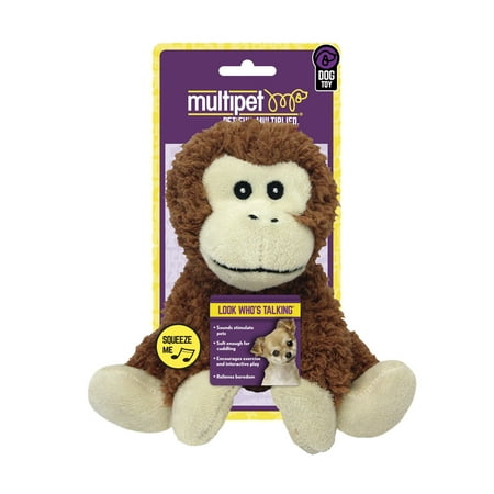 Multipet Look Who's Talking Plush Monkey Dog Toy, 7"