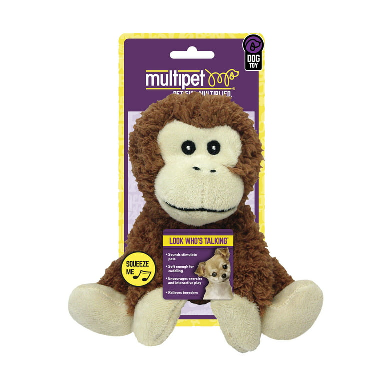 Woozapet Minimalist Squeaky Interactive Dog Toy Monkey