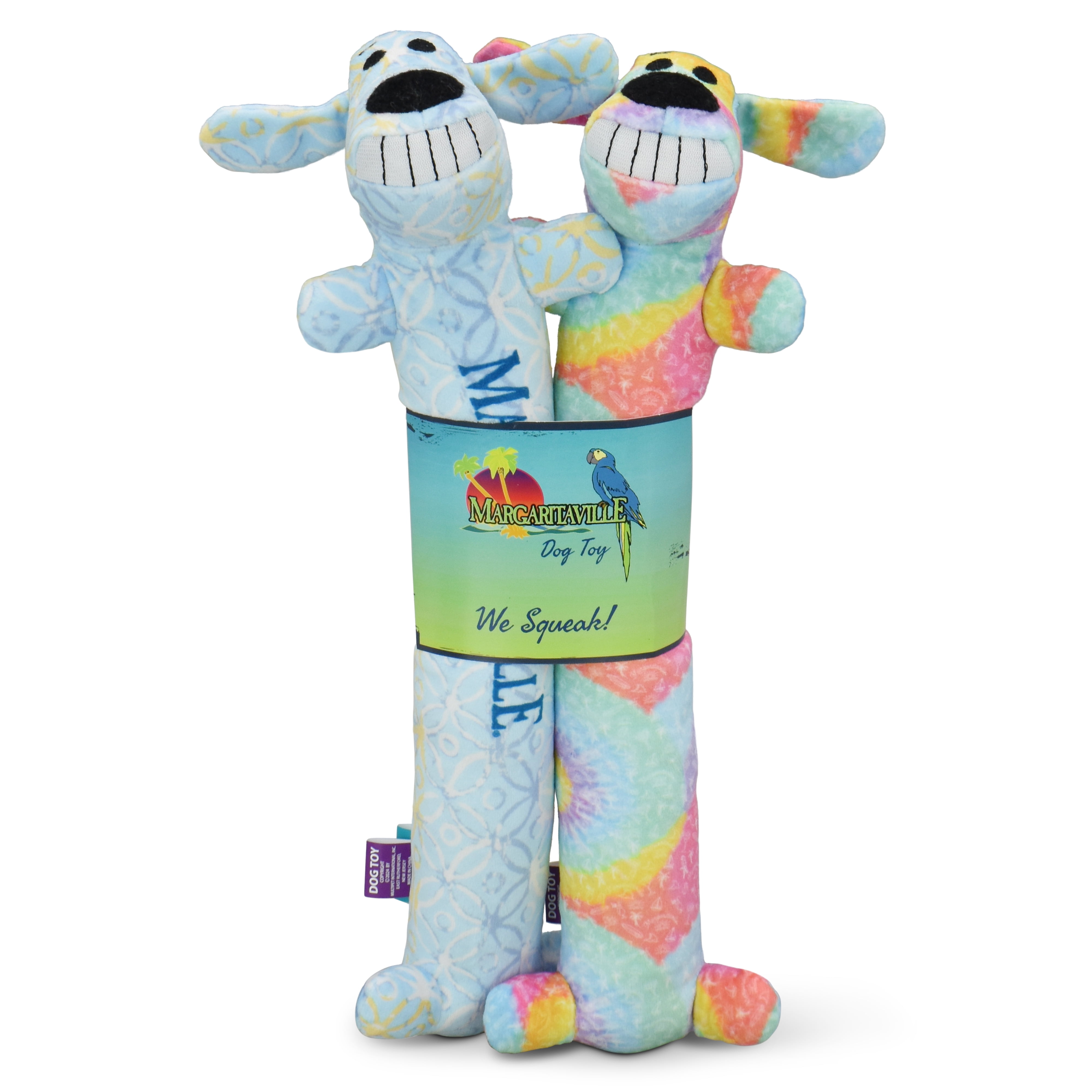 Multipet Margaritaville Loofa Dog, Plush Dog Toy, 2 Pack