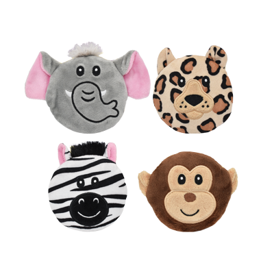 Multipet Mini Safari Plush Subwoofer Dog Toy, 3.5", Assorted Animals