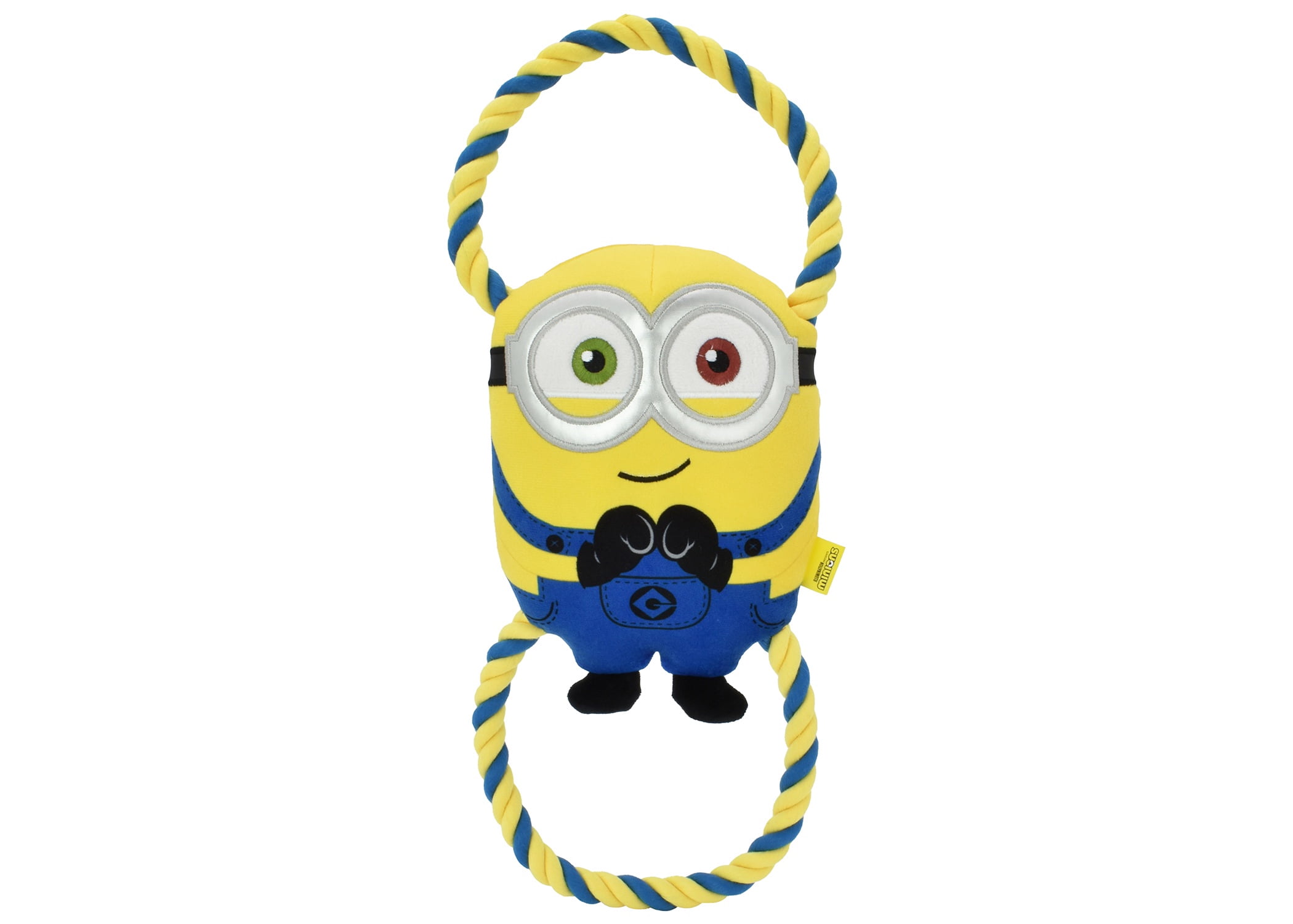 Multipet Minions Bob Plush and Rope Tug Dog Toy with Squeaker and Crinkle, Large