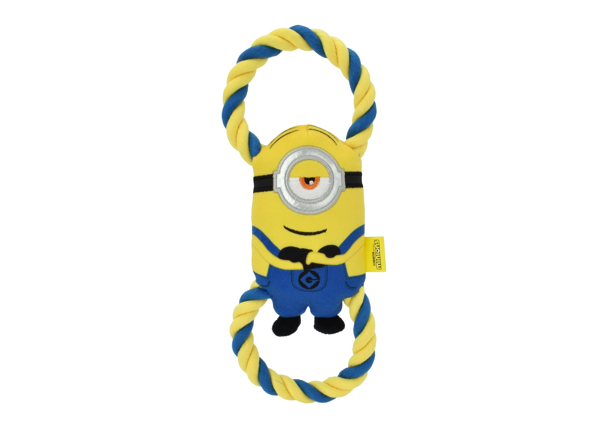 Multipet Minions Stuart Plush and Rope Tug Dog Toy with Squeaker and Crinkle, Small