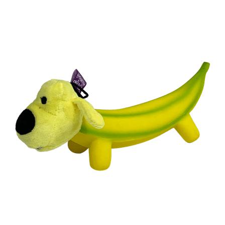 Multipet Smiling Dog Loofa Pals Latex Plush Dog Toy, Banana Shaped