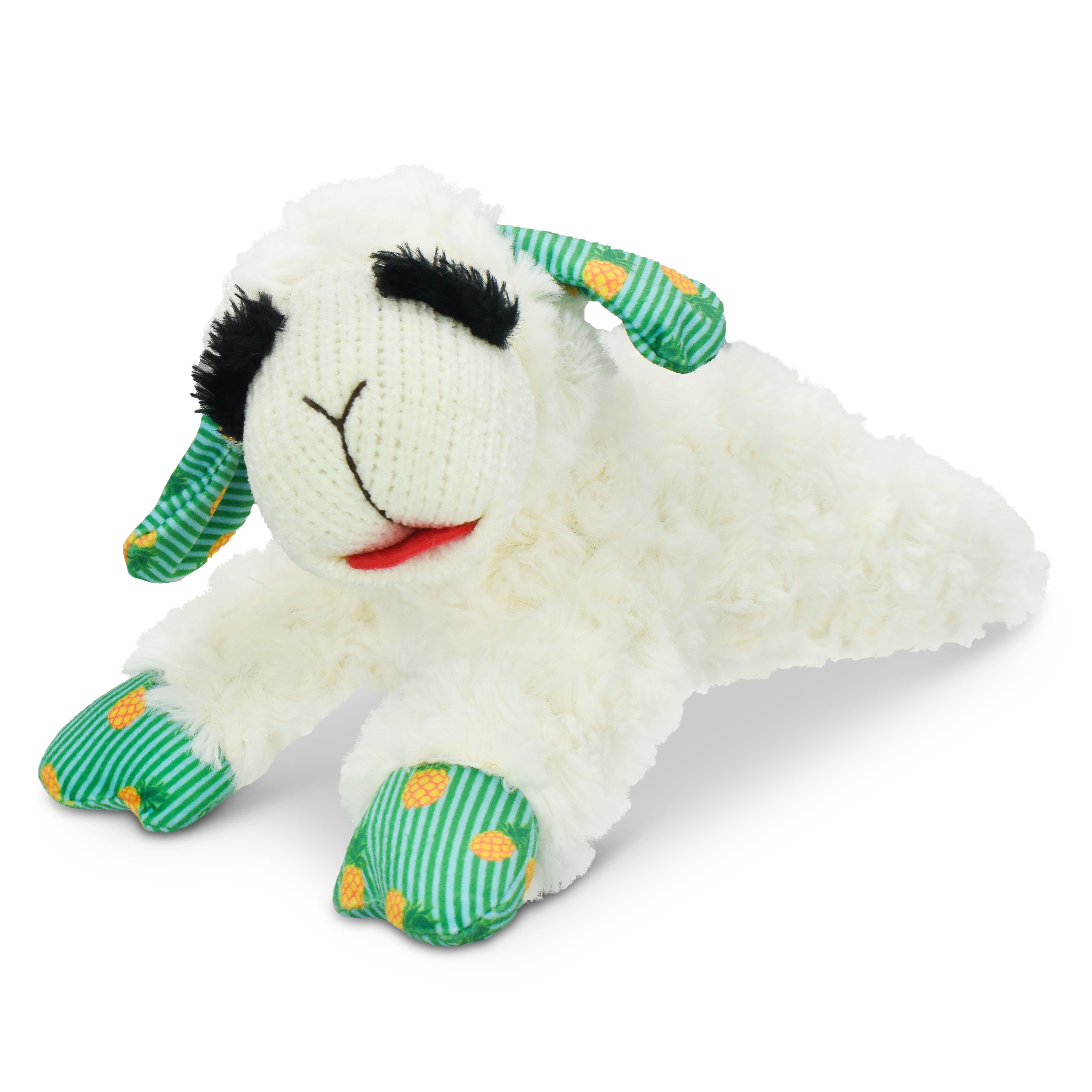 Multipet Summer Lamb Chop, Plush Dog Toy, Pineapple Pattern, 10.5 inches