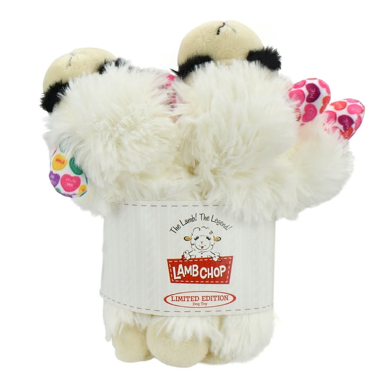 Multipet Valentine's Day Plush Lamb Chop Small Dog Toy with Hearts