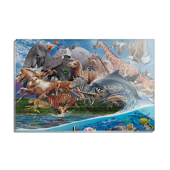 Multiple Animal Species Migration Rectangle Acrylic Fridge Refrigerator Magnet