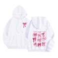 thumbnail image 1 of Multiple Bow Scripture Print Hoodie Women's Oversized Drawstring Pullover Sweatshirt for Fall Winter Casual Outfits, 1 of 9